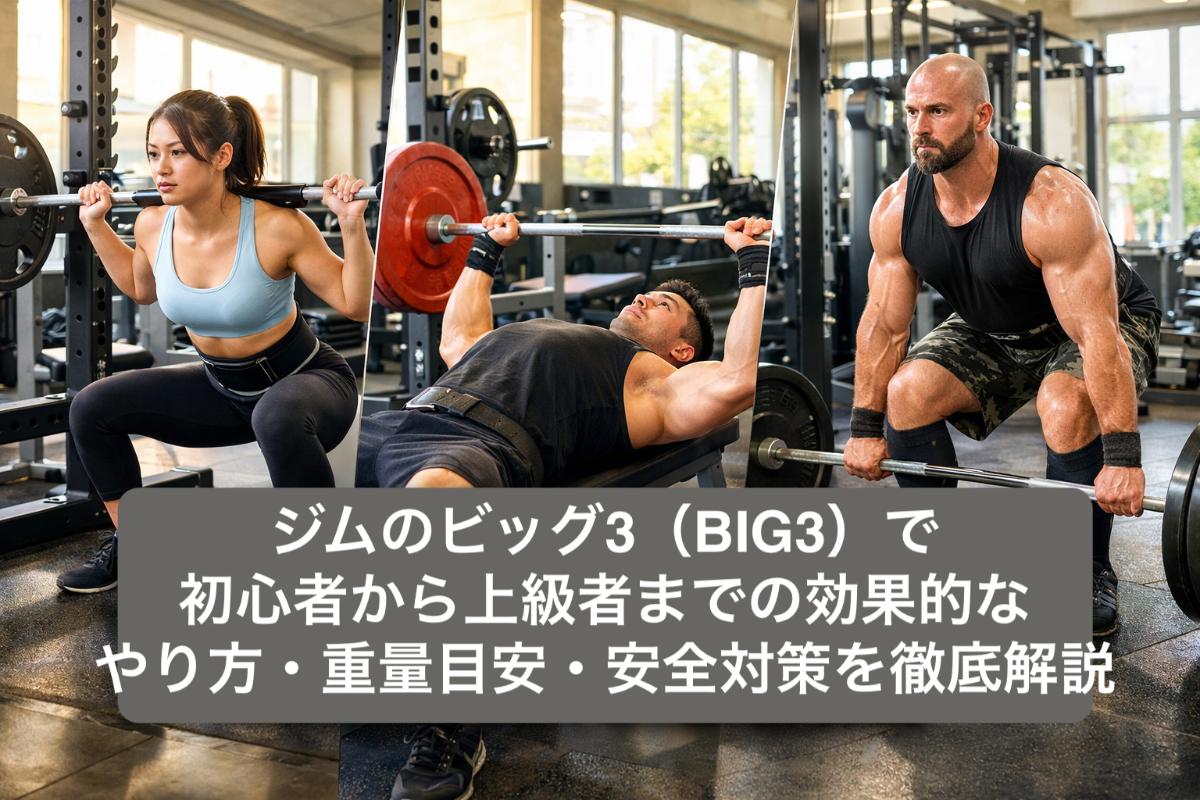 ジムのビッグ3（BIG3）で初心者から上級者までの効果的なやり方・重量 